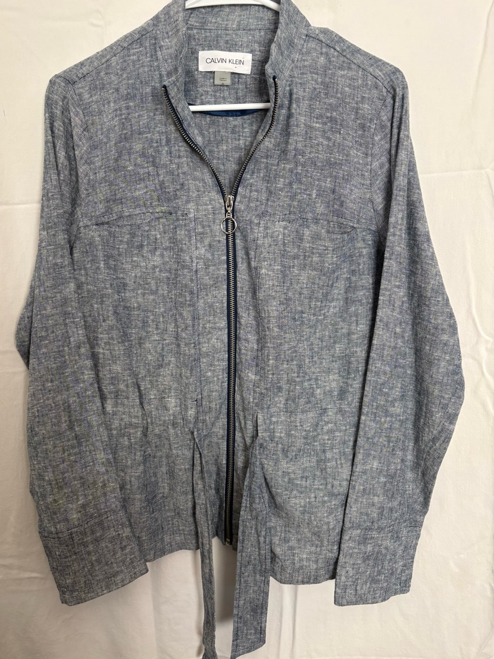 Calvin Klein Women’s Heather Navy Zip-Front Shirt Jacket